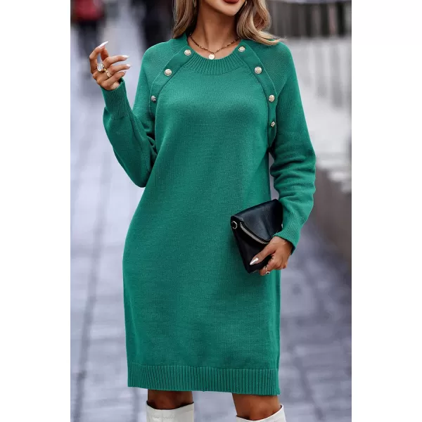 imagePRETTYGARDEN Womens 2023 Fall Sweater Dress Crewneck Long Sleeve Oversized Pullover Sweaters Casual Knit Short DressesBright Green