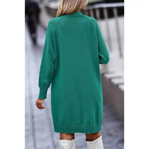 imagePRETTYGARDEN Womens 2023 Fall Sweater Dress Crewneck Long Sleeve Oversized Pullover Sweaters Casual Knit Short DressesBright Green