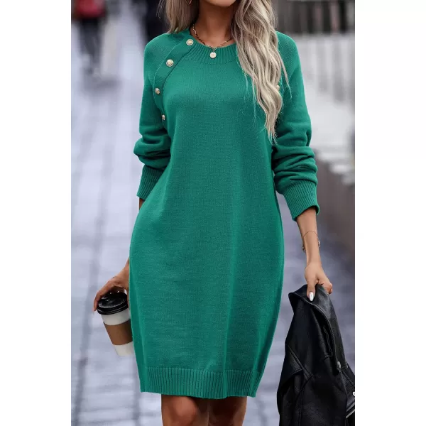 imagePRETTYGARDEN Womens 2023 Fall Sweater Dress Crewneck Long Sleeve Oversized Pullover Sweaters Casual Knit Short DressesBright Green