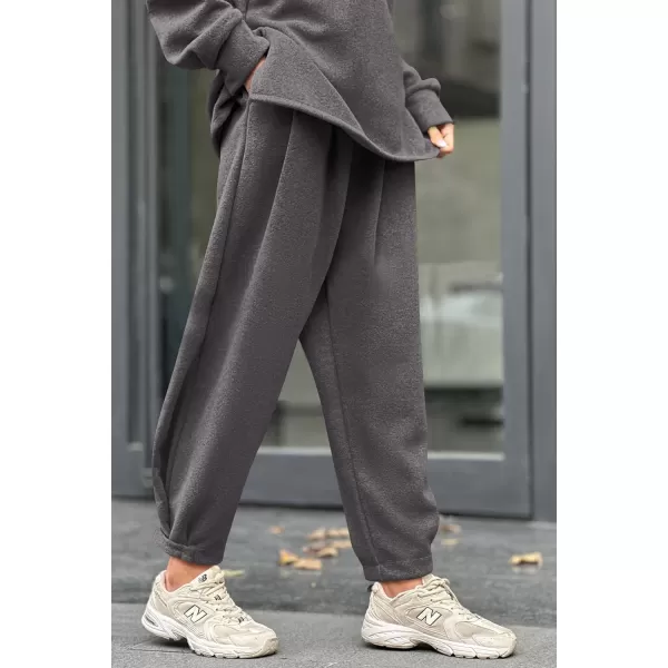 imagePRETTYGARDEN Womens 2023 Fall Two Piece Outfits Long Sleeve Tracksuit Set Turtleneck Pullover Tops Casual Pants SweatsuitsDark Grey