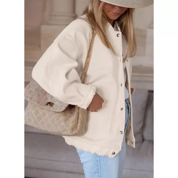 imagePRETTYGARDEN Womens 2023 Fall Varsity Bomber Jackets Casual Baseball Collar Button Down Coats OuterwearBeige