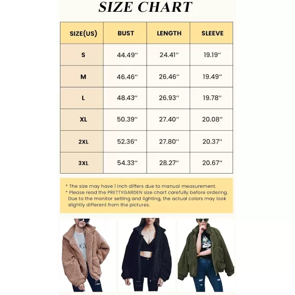 imagePRETTYGARDEN Womens 2023 Fashion Winter Coat Long Sleeve Lapel Zip Up Faux Shearling Shaggy Oversized Shacket JacketDark Brown