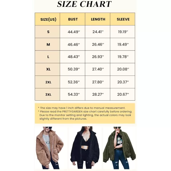 imagePRETTYGARDEN Womens 2023 Fashion Winter Coat Long Sleeve Lapel Zip Up Faux Shearling Shaggy Oversized Shacket JacketDark Coffee