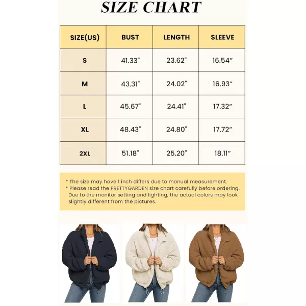 imagePRETTYGARDEN Womens 2023 Fashion Winter Coat Long Sleeve Lapel Zip Up Faux Shearling Shaggy Oversized Shacket JacketStyle One Camel
