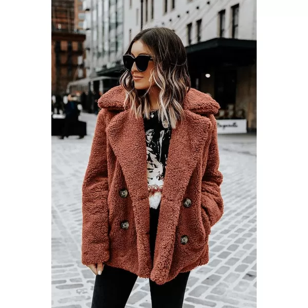 imagePRETTYGARDEN Womens 2023 Fashion Winter Coat Long Sleeve Lapel Zip Up Faux Shearling Shaggy Oversized Shacket JacketStyle Two Brown