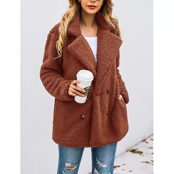 imagePRETTYGARDEN Womens 2023 Fashion Winter Coat Long Sleeve Lapel Zip Up Faux Shearling Shaggy Oversized Shacket JacketStyle Two Brown
