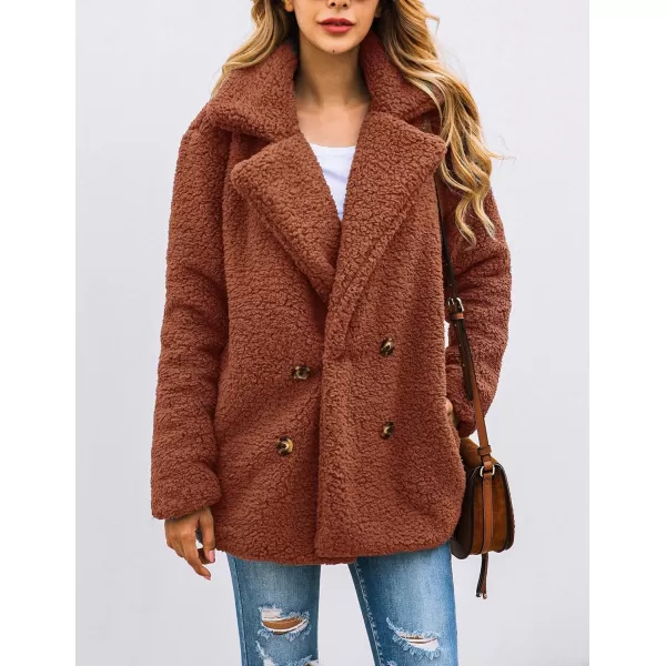 imagePRETTYGARDEN Womens 2023 Fashion Winter Coat Long Sleeve Lapel Zip Up Faux Shearling Shaggy Oversized Shacket JacketStyle Two Brown