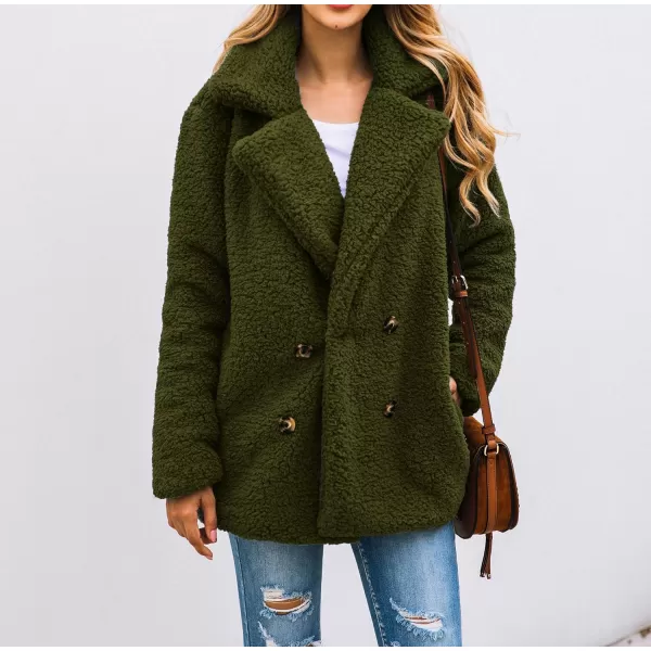 imagePRETTYGARDEN Womens 2023 Fashion Winter Coat Long Sleeve Lapel Zip Up Faux Shearling Shaggy Oversized Shacket JacketStyle Two Green