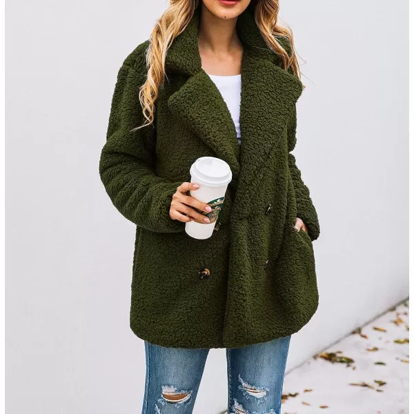 imagePRETTYGARDEN Womens 2023 Fashion Winter Coat Long Sleeve Lapel Zip Up Faux Shearling Shaggy Oversized Shacket JacketStyle Two Green