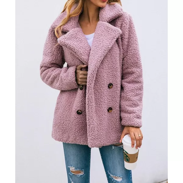 imagePRETTYGARDEN Womens 2023 Fashion Winter Coat Long Sleeve Lapel Zip Up Faux Shearling Shaggy Oversized Shacket JacketStyle Two Pink
