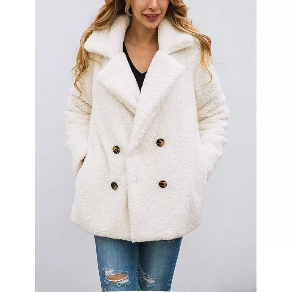 imagePRETTYGARDEN Womens 2023 Fashion Winter Coat Long Sleeve Lapel Zip Up Faux Shearling Shaggy Oversized Shacket JacketStyle Two White