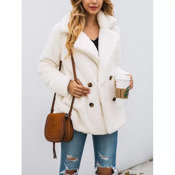 imagePRETTYGARDEN Womens 2023 Fashion Winter Coat Long Sleeve Lapel Zip Up Faux Shearling Shaggy Oversized Shacket JacketStyle Two White