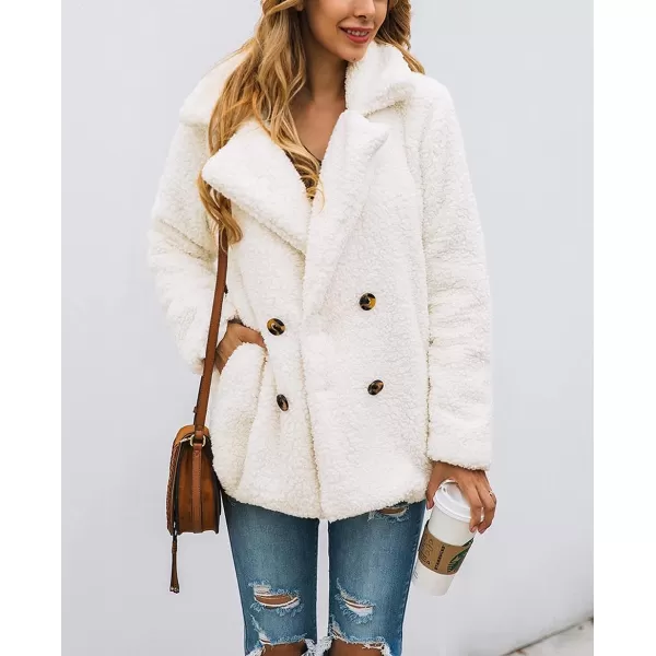 imagePRETTYGARDEN Womens 2023 Fashion Winter Coat Long Sleeve Lapel Zip Up Faux Shearling Shaggy Oversized Shacket JacketStyle Two White