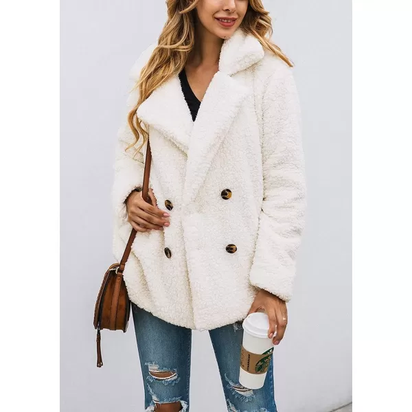 imagePRETTYGARDEN Womens 2023 Fashion Winter Coat Long Sleeve Lapel Zip Up Faux Shearling Shaggy Oversized Shacket JacketStyle Two White