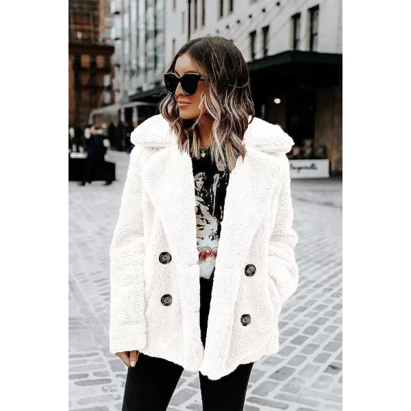 imagePRETTYGARDEN Womens 2023 Fashion Winter Coat Long Sleeve Lapel Zip Up Faux Shearling Shaggy Oversized Shacket JacketStyle Two White