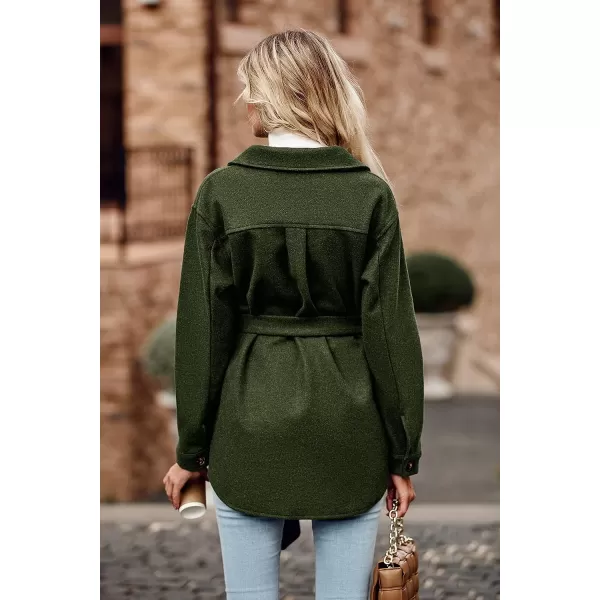 imagePRETTYGARDEN Womens 2023 Fashion Winter Trench Coats Lapel Button Down Peacoat Belted Outwear Casual JacketsArmy Green