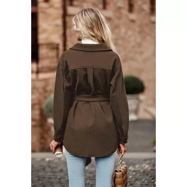 imagePRETTYGARDEN Womens 2023 Fashion Winter Trench Coats Lapel Button Down Peacoat Belted Outwear Casual JacketsBrown