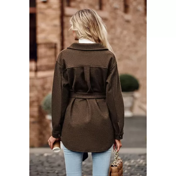 imagePRETTYGARDEN Womens 2023 Fashion Winter Trench Coats Lapel Button Down Peacoat Belted Outwear Casual JacketsCoffee