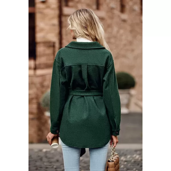 imagePRETTYGARDEN Womens 2023 Fashion Winter Trench Coats Lapel Button Down Peacoat Belted Outwear Casual JacketsDark Green