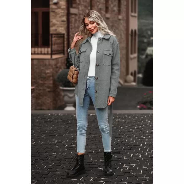 imagePRETTYGARDEN Womens 2023 Fashion Winter Trench Coats Lapel Button Down Peacoat Belted Outwear Casual JacketsGrey