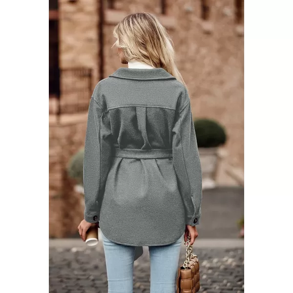imagePRETTYGARDEN Womens 2023 Fashion Winter Trench Coats Lapel Button Down Peacoat Belted Outwear Casual JacketsGrey