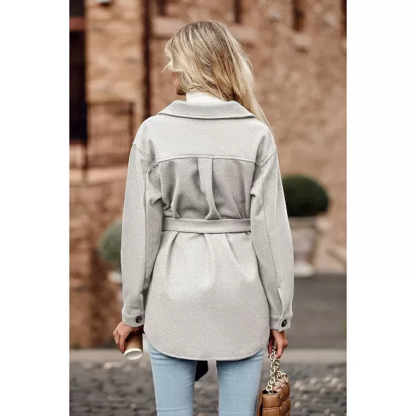 imagePRETTYGARDEN Womens 2023 Fashion Winter Trench Coats Lapel Button Down Peacoat Belted Outwear Casual JacketsGrey White