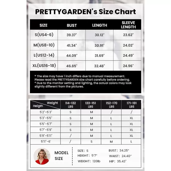 imagePRETTYGARDEN Womens 2023 Plaid Shacket Jacket Casual Button Wool Blend Winter Tartan Trench Coat With PocketsShort Style Red