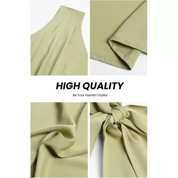 imagePRETTYGARDEN Womens 2023 Summer Ruched Bodycon Dress Sleeveless One Shoulder Wrap Satin Belted Cocktail Midi DressLight Green