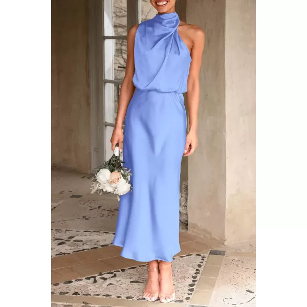 imagePRETTYGARDEN Womens 2023 Summer Satin Dress Elegant Sleeveless Mock Neck Cocktail Party Maxi DressesBlue