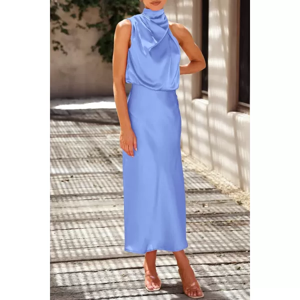 imagePRETTYGARDEN Womens 2023 Summer Satin Dress Elegant Sleeveless Mock Neck Cocktail Party Maxi DressesBlue