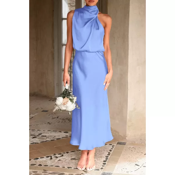 imagePRETTYGARDEN Womens 2023 Summer Satin Dress Elegant Sleeveless Mock Neck Cocktail Party Maxi DressesBlue