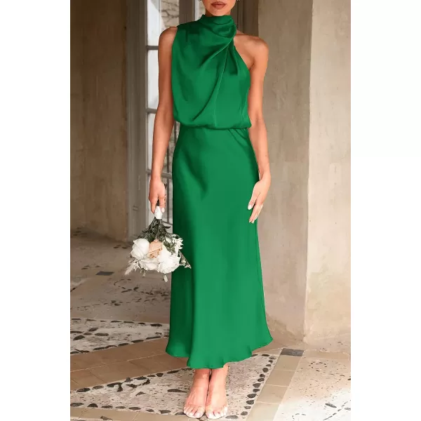 imagePRETTYGARDEN Womens 2023 Summer Satin Dress Elegant Sleeveless Mock Neck Cocktail Party Maxi DressesGreen