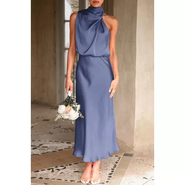 imagePRETTYGARDEN Womens 2023 Summer Satin Dress Elegant Sleeveless Mock Neck Cocktail Party Maxi DressesGrey Blue