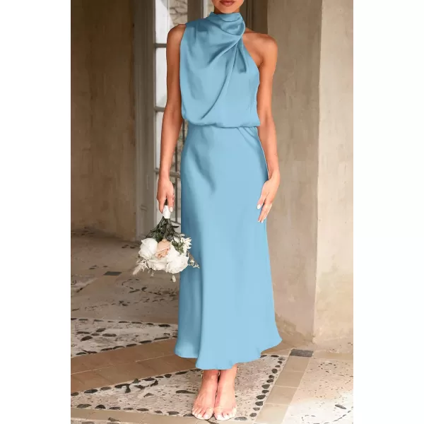 imagePRETTYGARDEN Womens 2023 Summer Satin Dress Elegant Sleeveless Mock Neck Cocktail Party Maxi DressesLight Blue