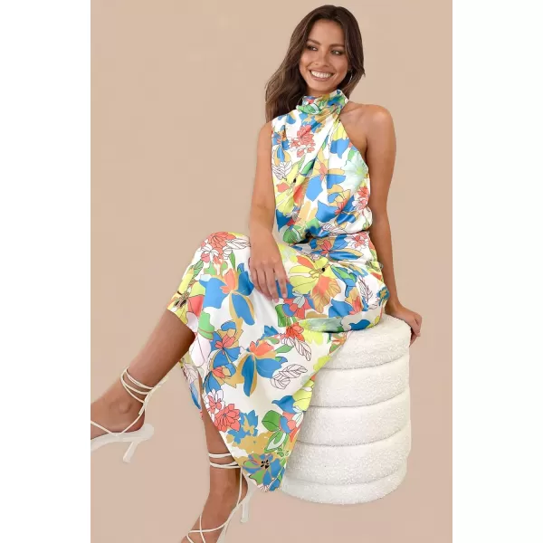 imagePRETTYGARDEN Womens 2023 Summer Satin Dress Elegant Sleeveless Mock Neck Cocktail Party Maxi DressesPrint Multicolored