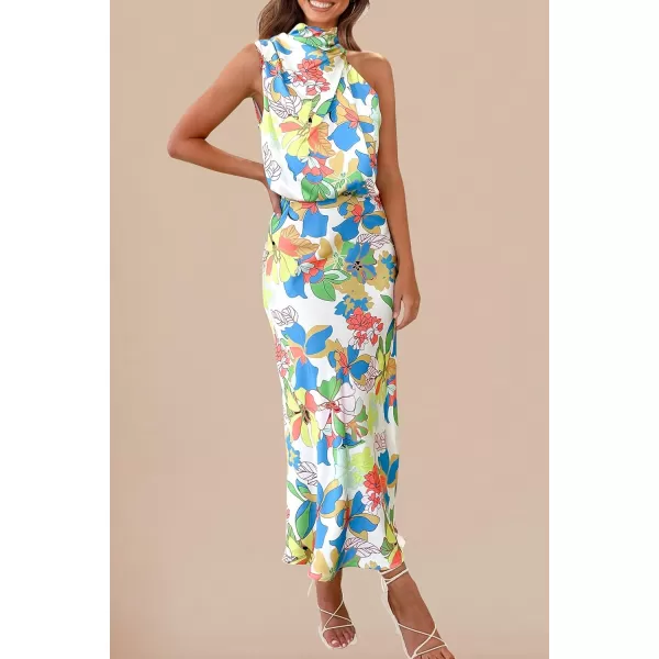 imagePRETTYGARDEN Womens 2023 Summer Satin Dress Elegant Sleeveless Mock Neck Cocktail Party Maxi DressesPrint Multicolored
