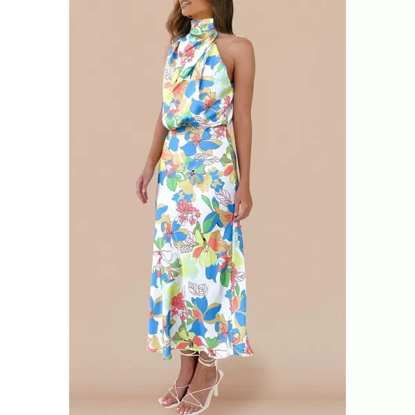 imagePRETTYGARDEN Womens 2023 Summer Satin Dress Elegant Sleeveless Mock Neck Cocktail Party Maxi DressesPrint Multicolored