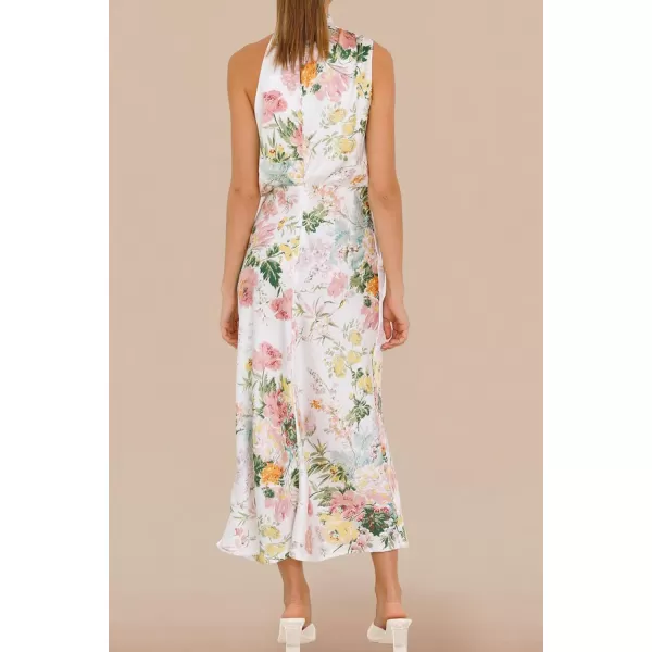 imagePRETTYGARDEN Womens 2023 Summer Satin Dress Elegant Sleeveless Mock Neck Cocktail Party Maxi DressesPrint White