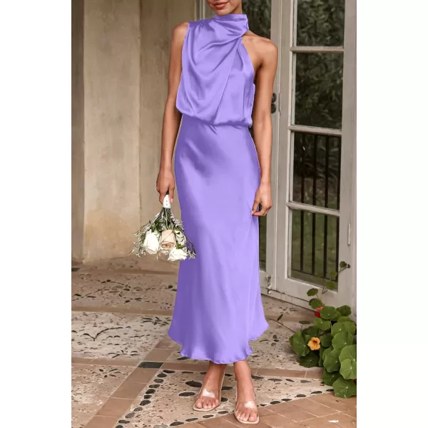 imagePRETTYGARDEN Womens 2023 Summer Satin Dress Elegant Sleeveless Mock Neck Cocktail Party Maxi DressesPurple