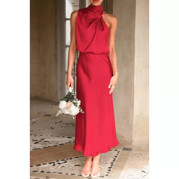 imagePRETTYGARDEN Womens 2023 Summer Satin Dress Elegant Sleeveless Mock Neck Cocktail Party Maxi DressesRed