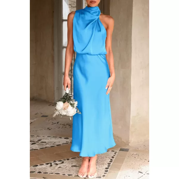 imagePRETTYGARDEN Womens 2023 Summer Satin Dress Elegant Sleeveless Mock Neck Cocktail Party Maxi DressesSky Blue