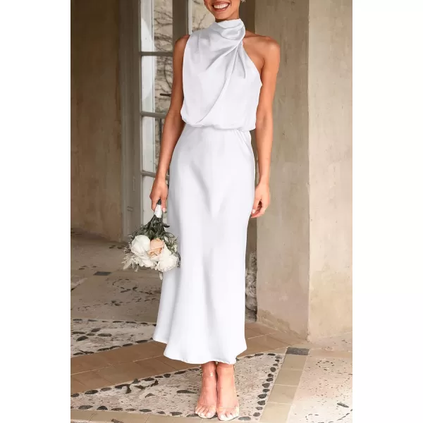 imagePRETTYGARDEN Womens 2023 Summer Satin Dress Elegant Sleeveless Mock Neck Cocktail Party Maxi DressesWhite