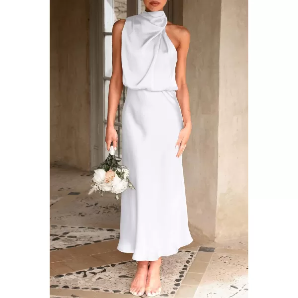 imagePRETTYGARDEN Womens 2023 Summer Satin Dress Elegant Sleeveless Mock Neck Cocktail Party Maxi DressesWhite