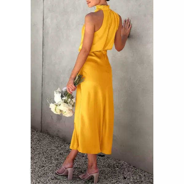 imagePRETTYGARDEN Womens 2023 Summer Satin Dress Elegant Sleeveless Mock Neck Cocktail Party Maxi DressesYellow