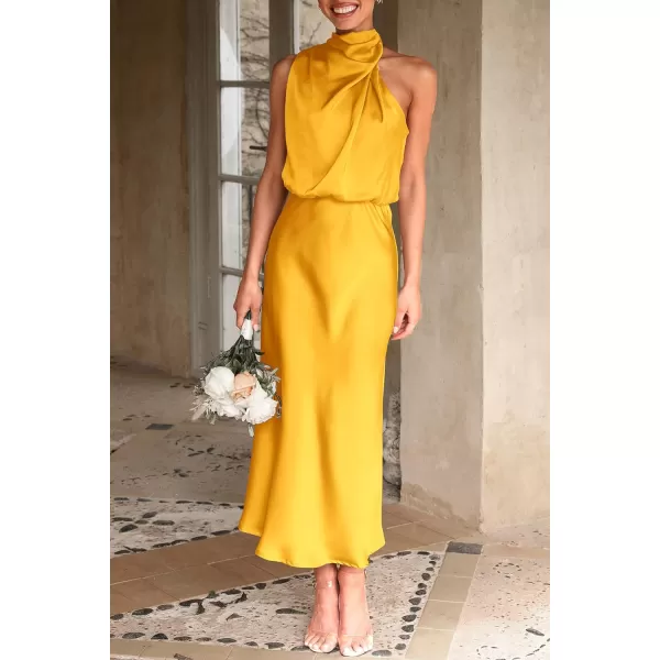 imagePRETTYGARDEN Womens 2023 Summer Satin Dress Elegant Sleeveless Mock Neck Cocktail Party Maxi DressesYellow