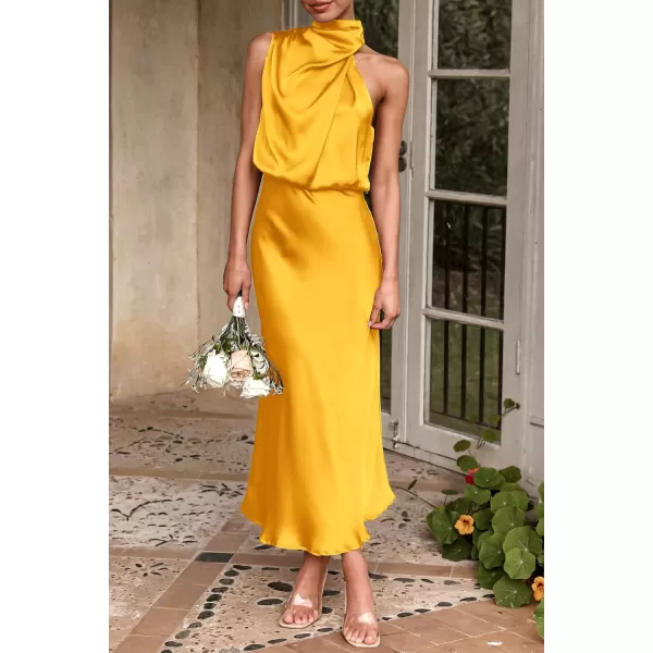 imagePRETTYGARDEN Womens 2023 Summer Satin Dress Elegant Sleeveless Mock Neck Cocktail Party Maxi DressesYellow