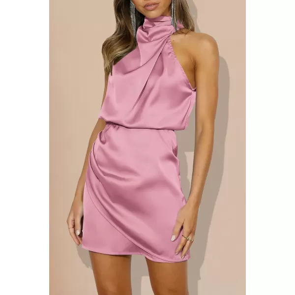 imagePRETTYGARDEN Womens 2023 Summer Satin Dress Sleeveless Mock Neck Short Formal Cocktail Party DressesDusty Pink