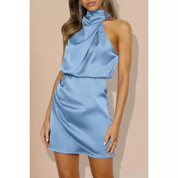imagePRETTYGARDEN Womens 2023 Summer Satin Dress Sleeveless Mock Neck Short Formal Cocktail Party DressesLight Blue