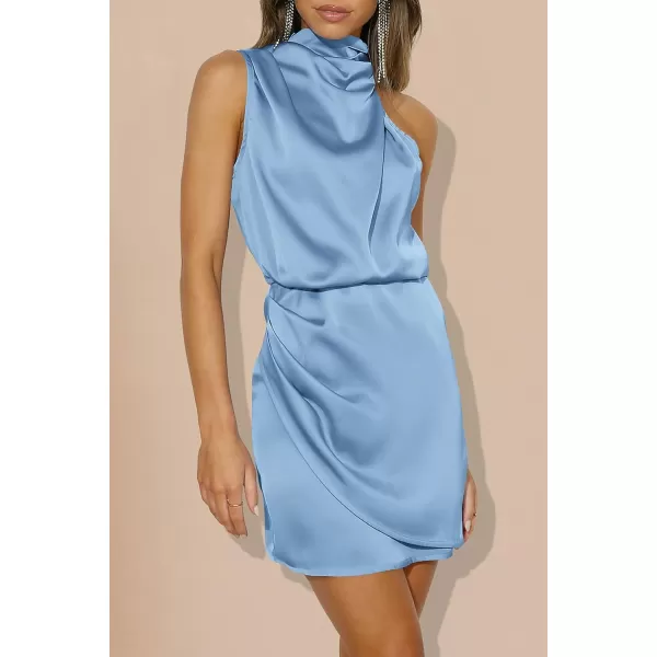 imagePRETTYGARDEN Womens 2023 Summer Satin Dress Sleeveless Mock Neck Short Formal Cocktail Party DressesLight Blue