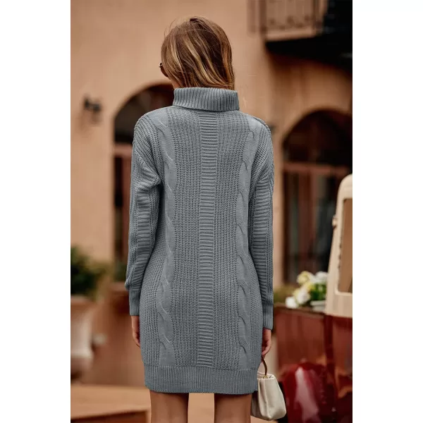 imagePRETTYGARDEN Womens 2023 Turtleneck Pullover Sweaters Casual Long Sleeve Plain Winter Knit Sweater DressDark Grey